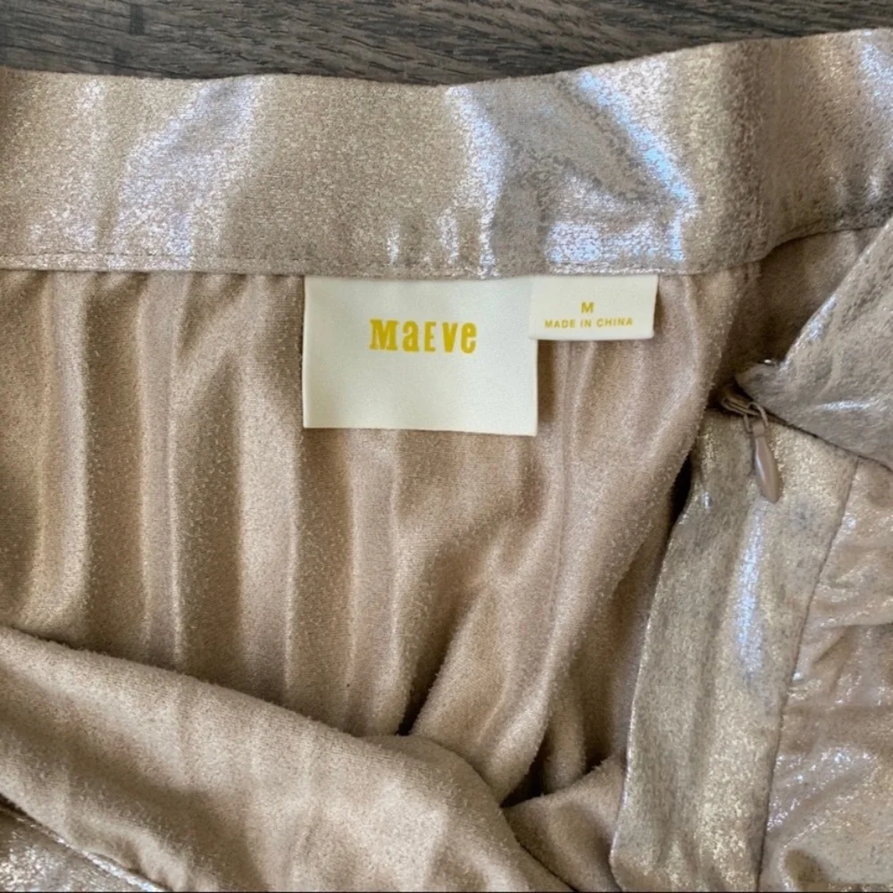 NWOT Anthropologie Maeve Pleated Metallic Gold Silver MIDI Skirt Holiday NYE M - Picture 7 of 7